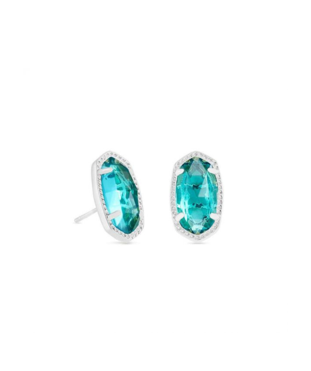 Ellie Silver Stud Earrings in London Blue Glass
