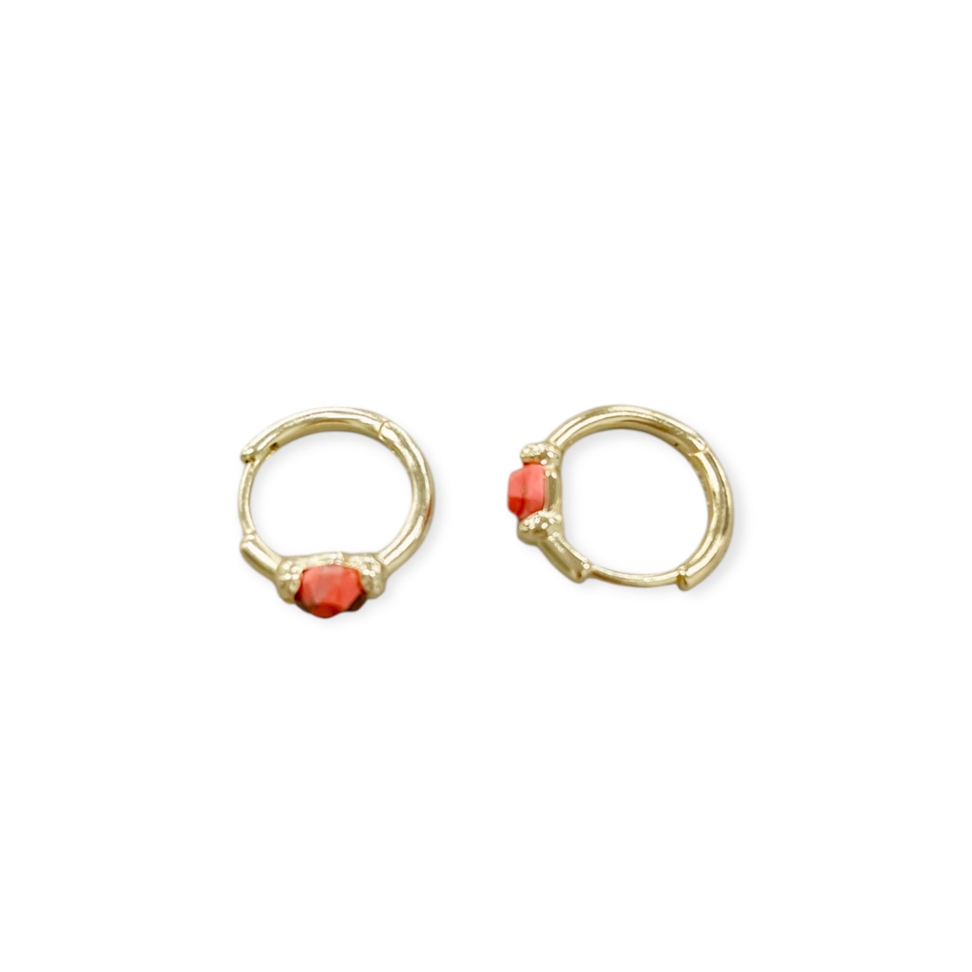 Ellms Gold Huggie Hoops In Bronze Veined Red Magnesite