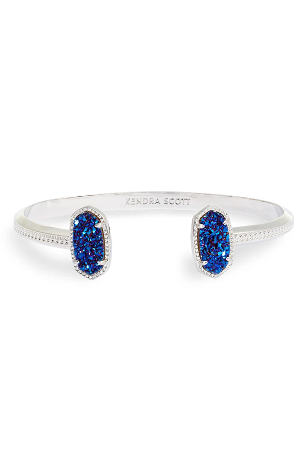 Elton Bright Silver Cuff Bracelet in Blue Drusy