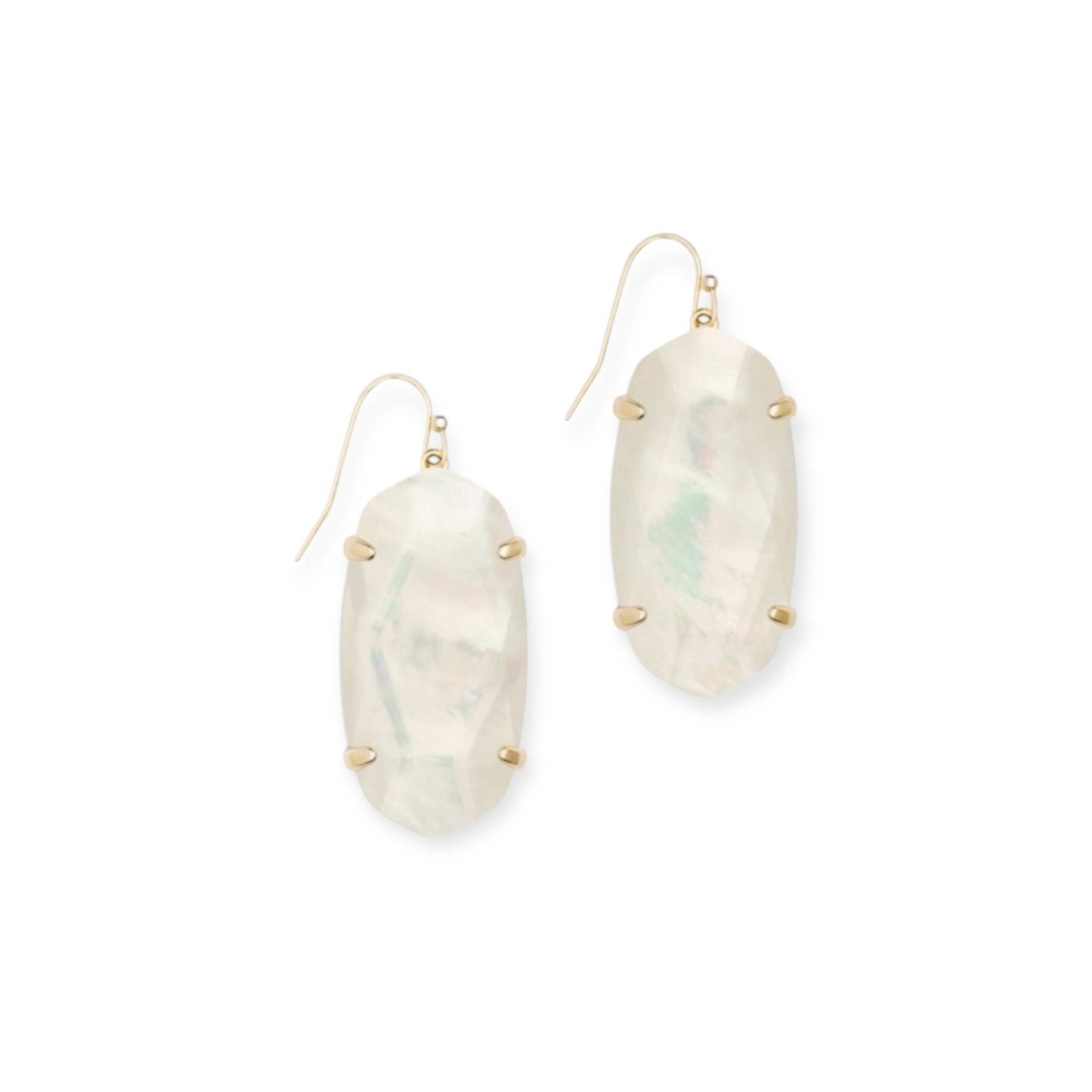Esme Gold Drop Earrings in Ivory Mother of Pearl