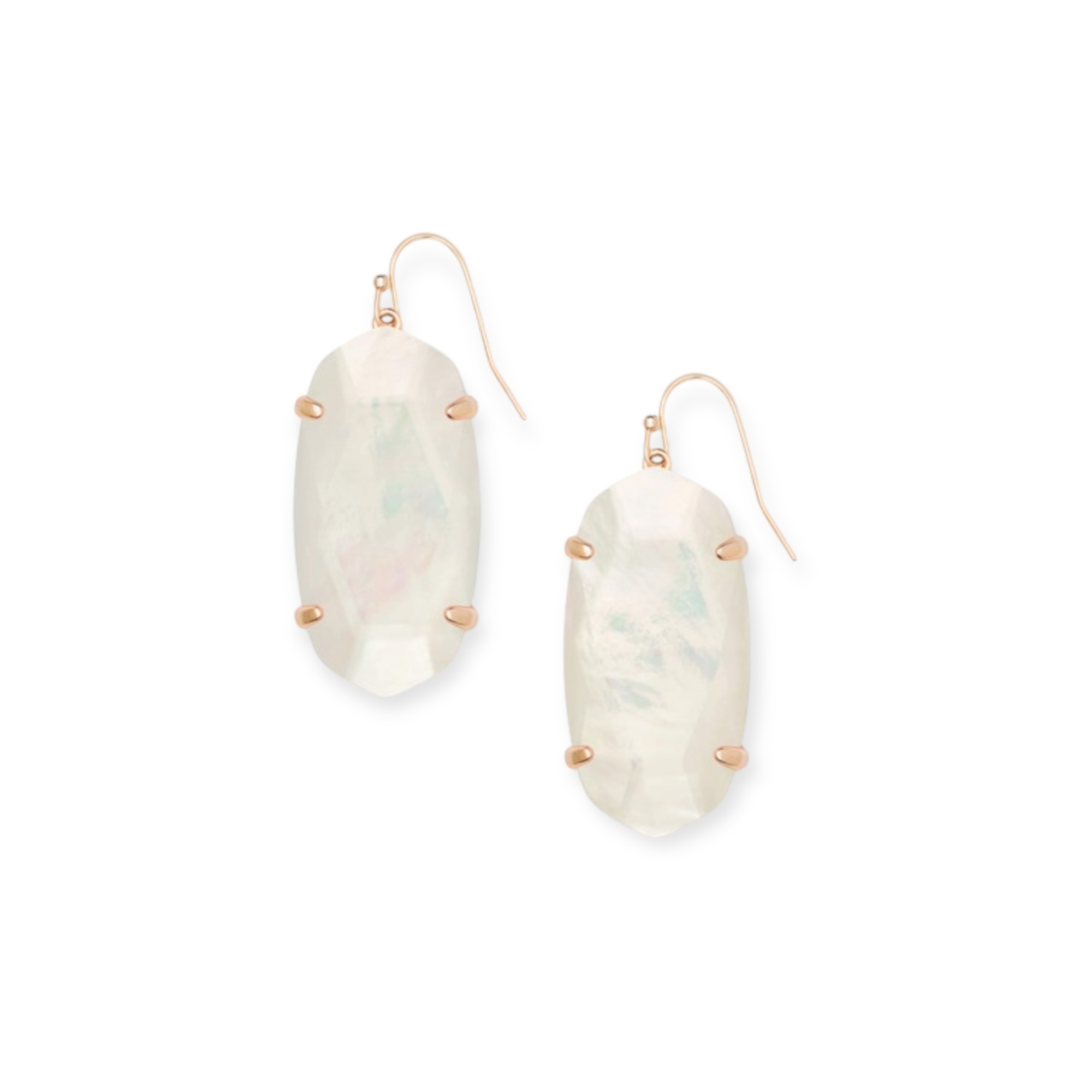Esme Rose Gold Drop Earrings in Ivory Mother of Pearl 