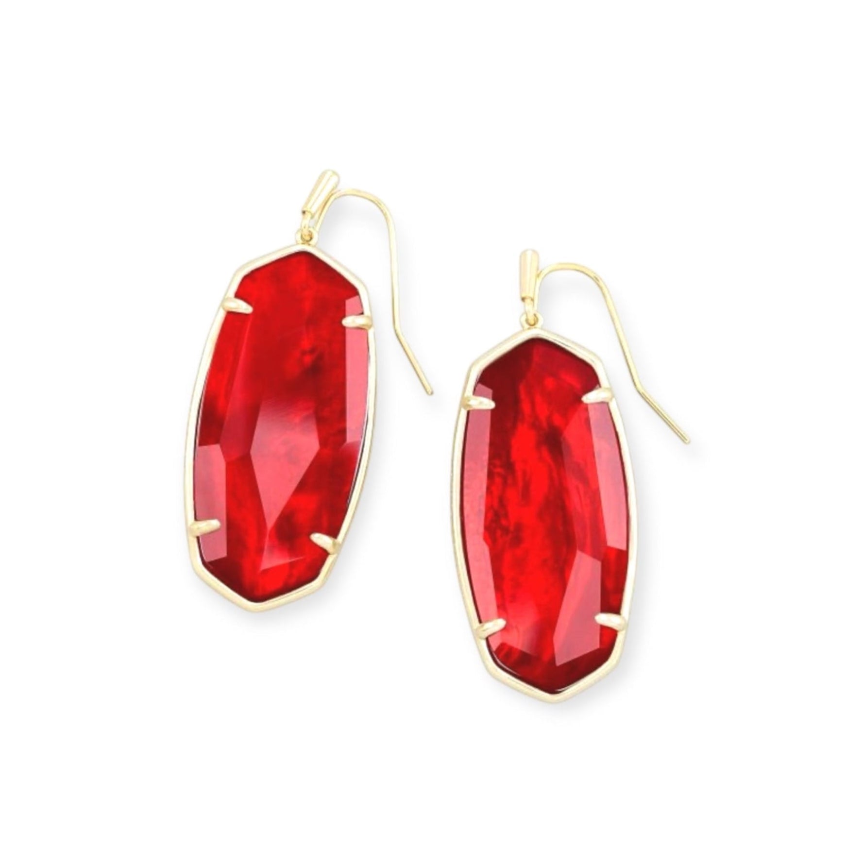 Faceted Danielle Earrings Cherry Red Illusion Gold Earrings