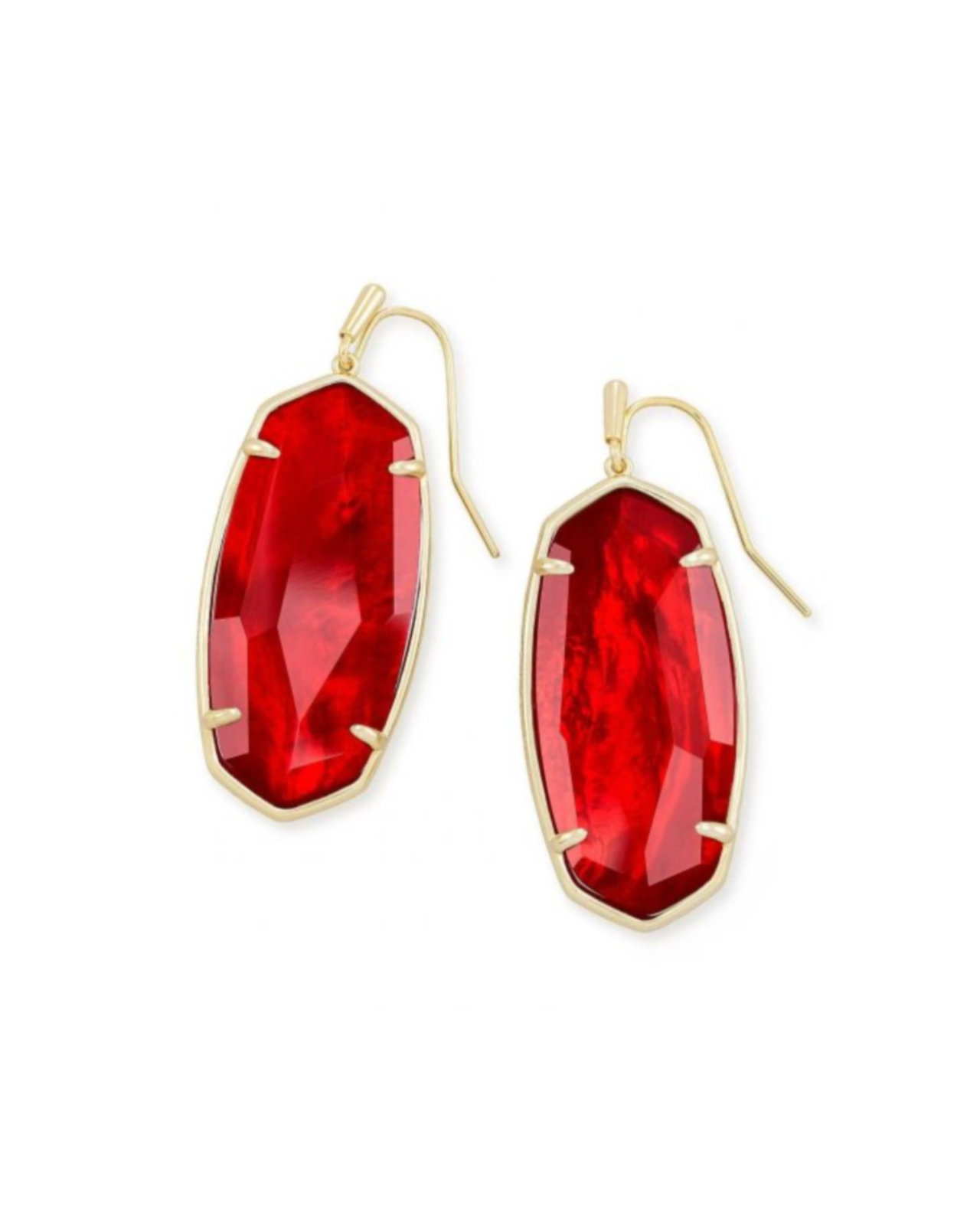 Faceted Elle Gold Cherry Red Illusion Earrings