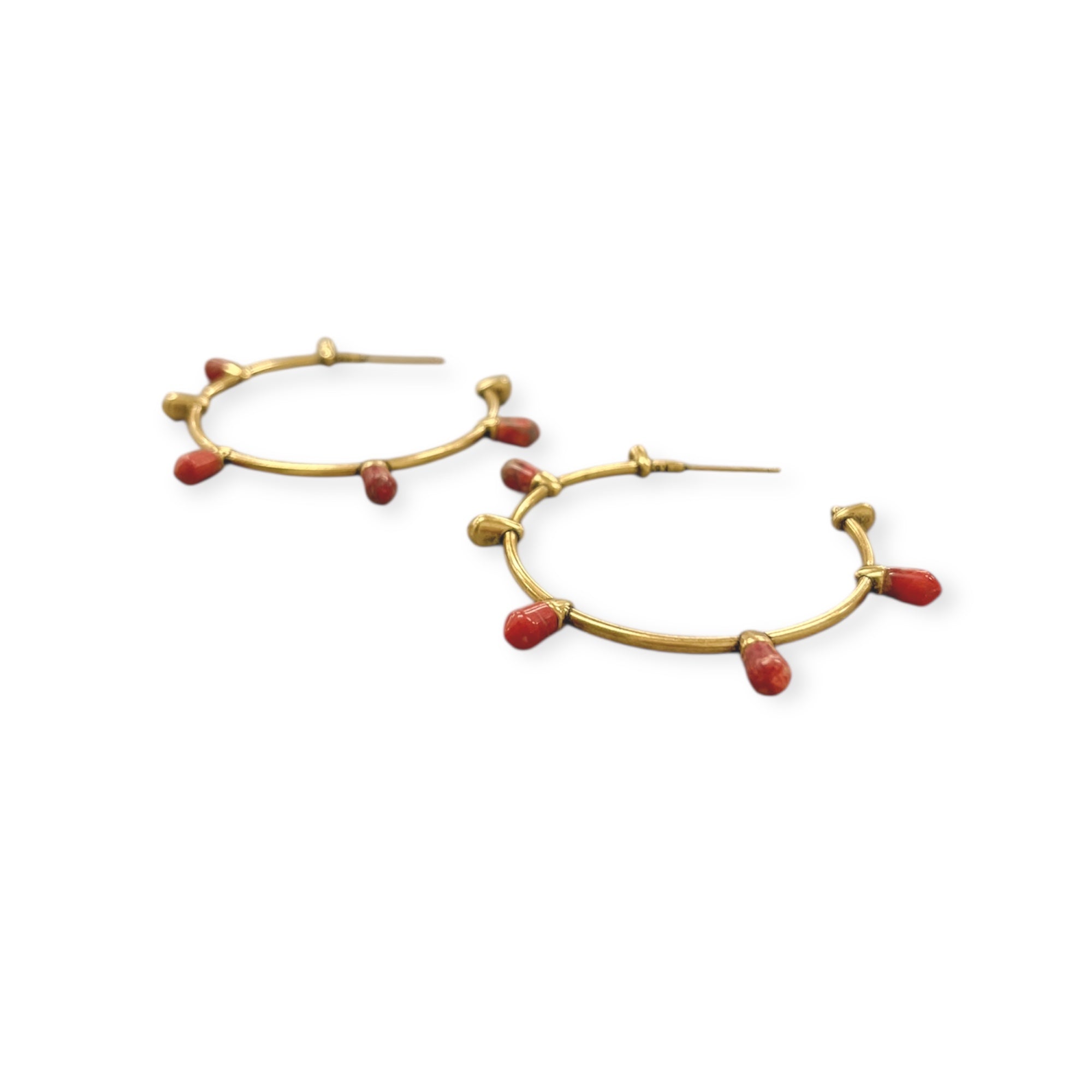 Freida Vintage Gold Hoop Earrings In Burnt Sienna