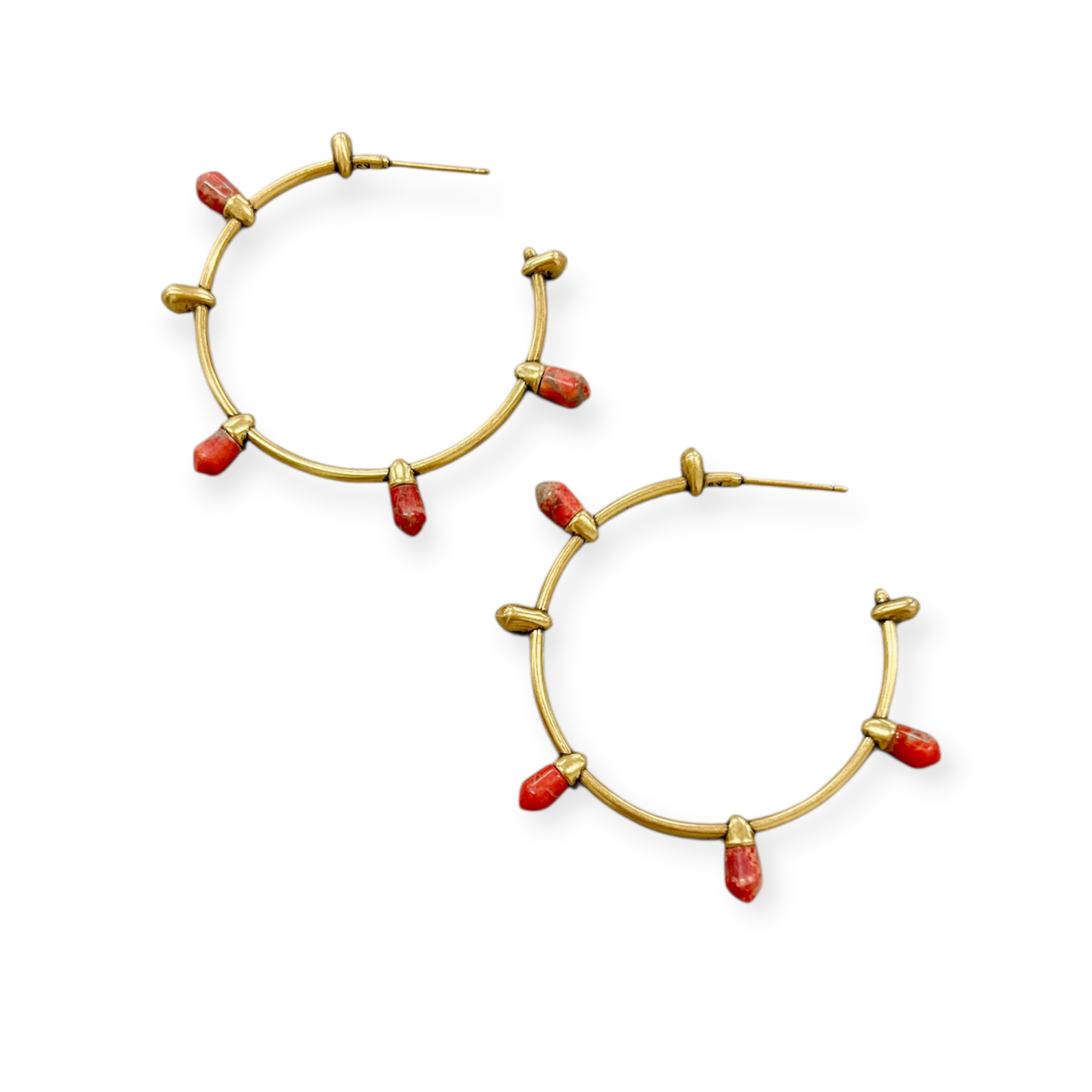 Freida Vintage Gold Hoop Earrings In Burnt Sienna