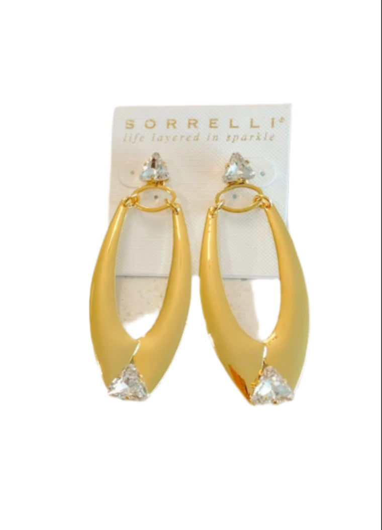 Gold Drop Crystal Dangle Earrings