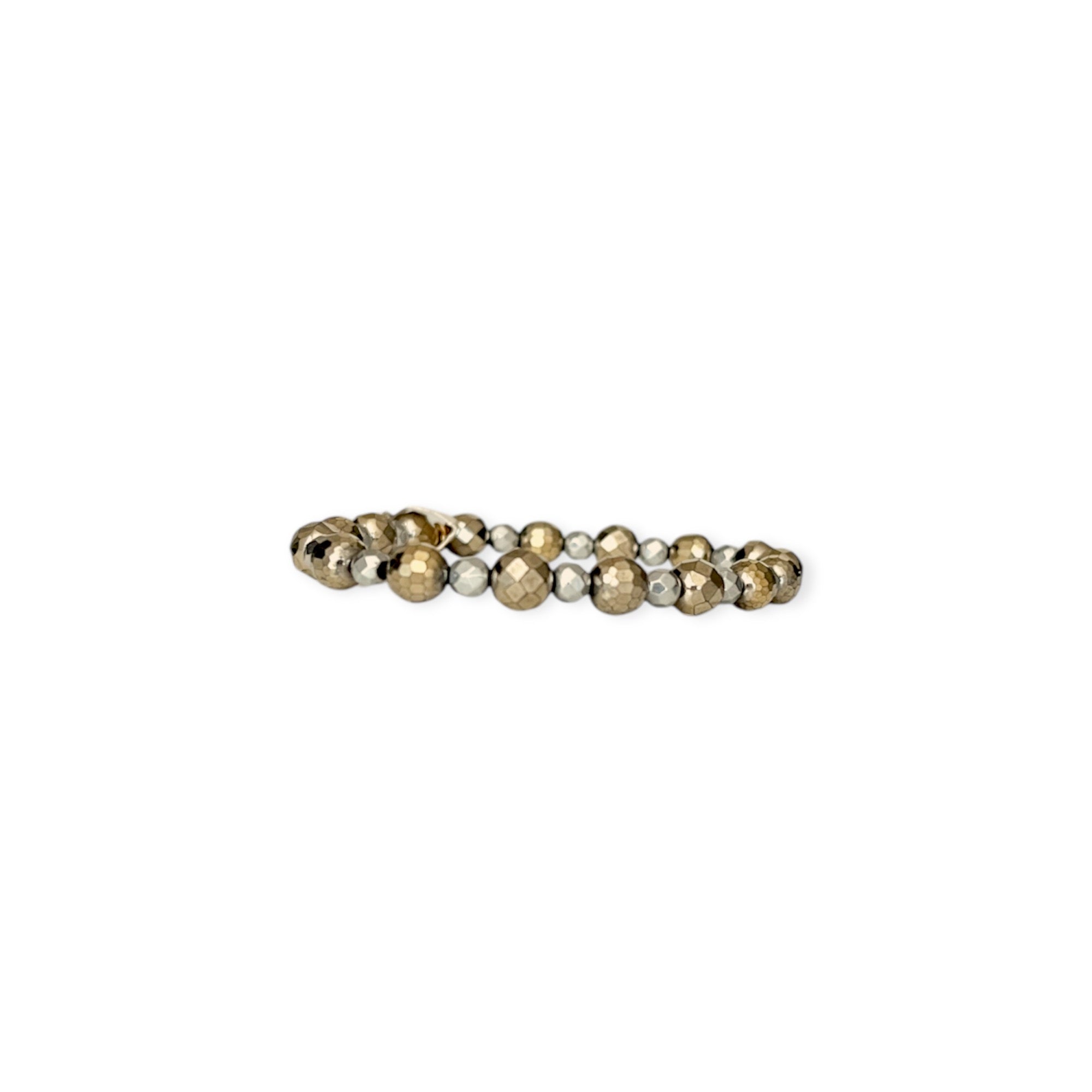 Golden Bronze & Pewter Two Tone Stretch Bead Bracelet
