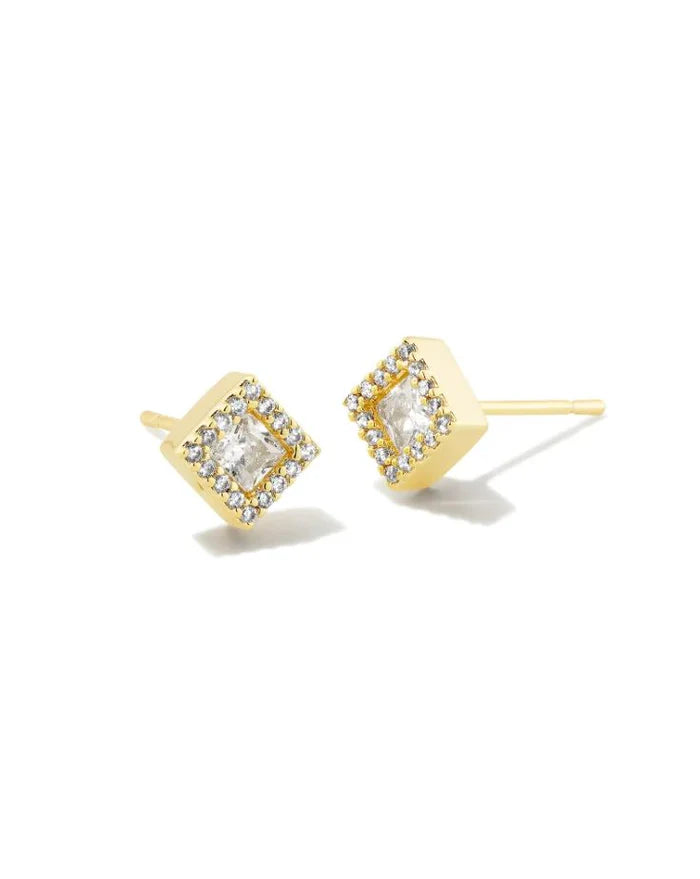 Gracie Gold Stud Earrings in White CZ