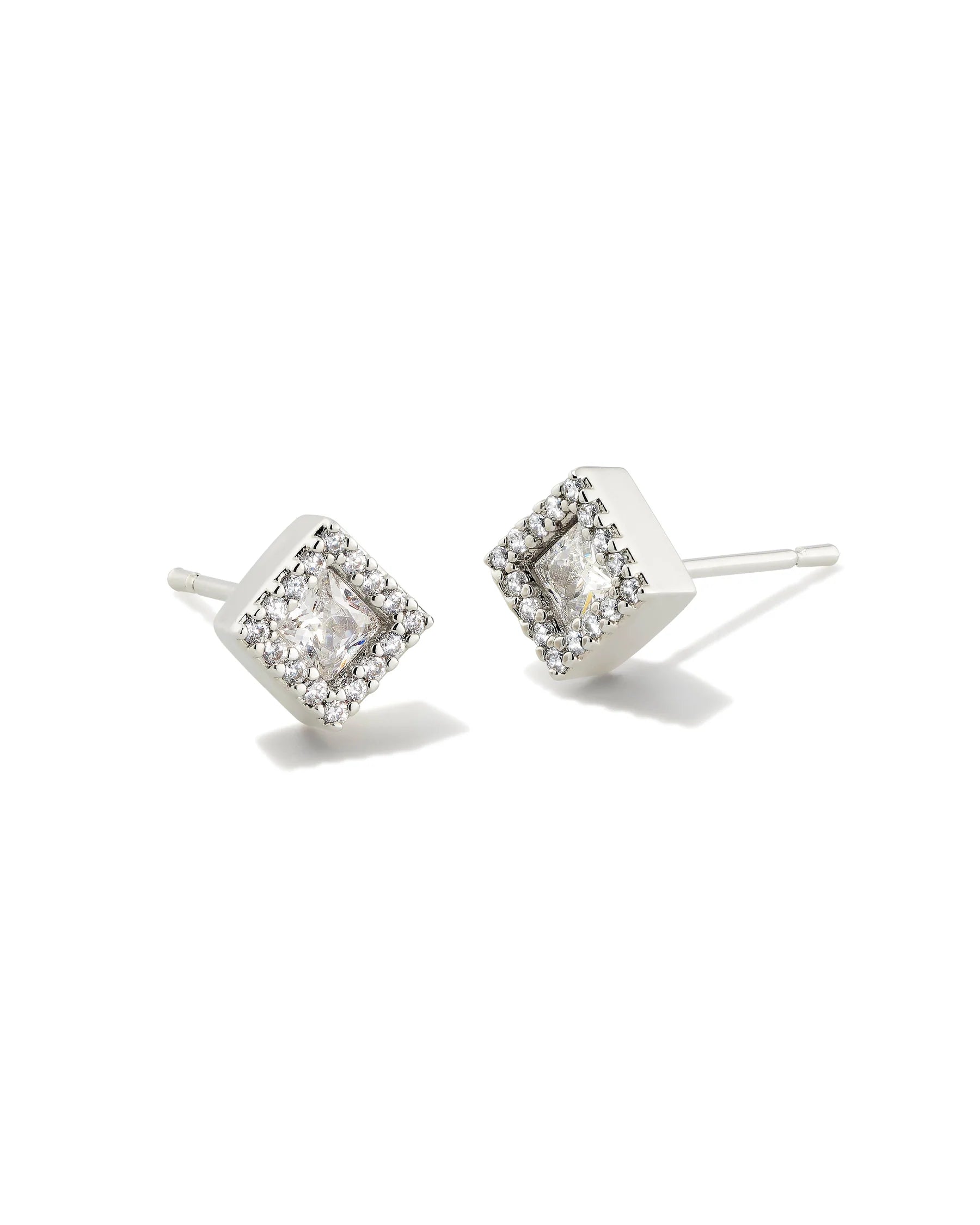 Gracie Silver Stud Earrings in White CZ