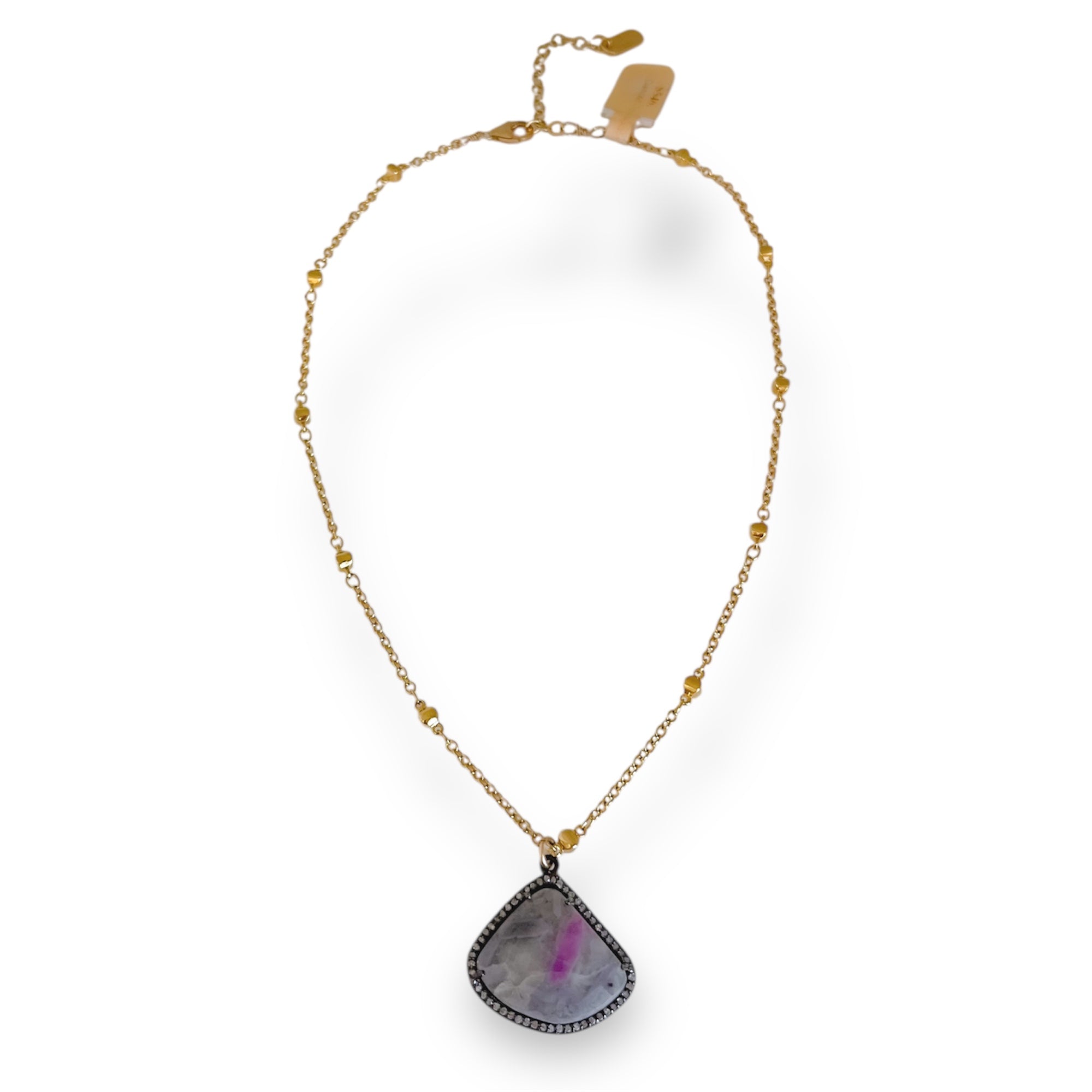 Gwen Grey Sapphire Pink Streak Diamond Pendant Necklace
