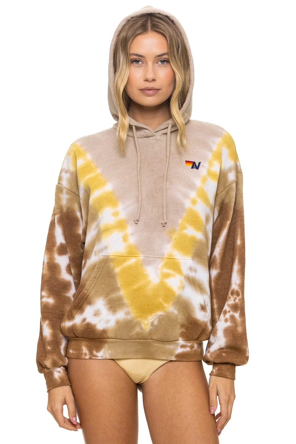 Hand Dyed Pullover Hoodie Tie Dye Sand Cinnamon