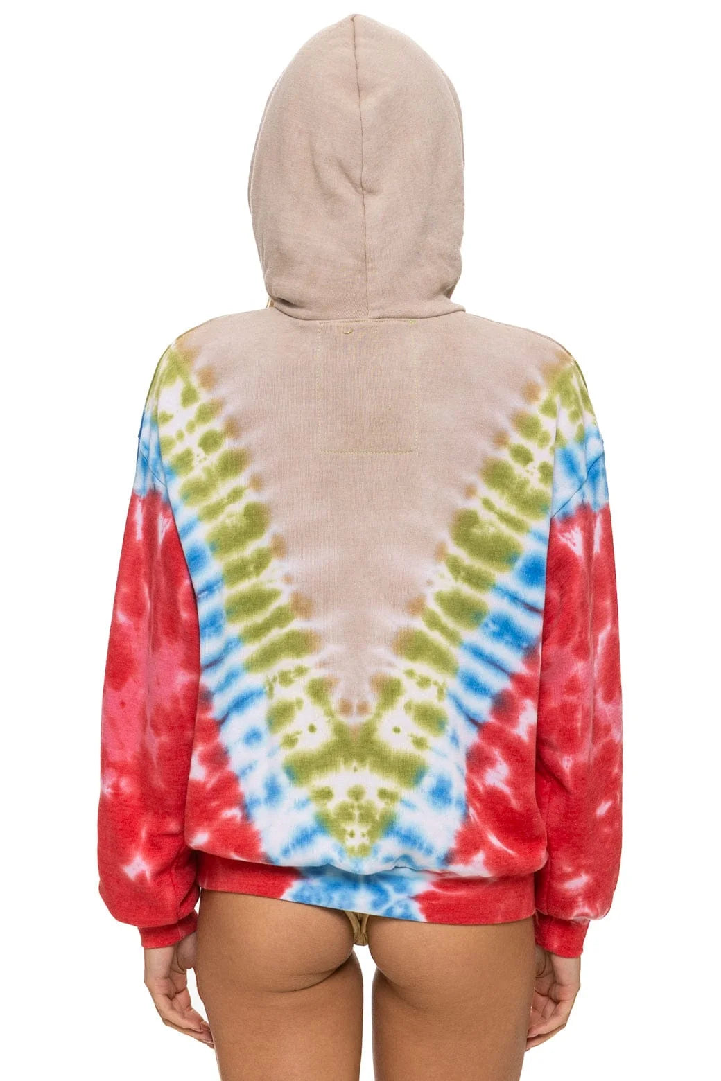 Hand Dyed Pullover Hoodie Tie Dye Sand & Blue Red