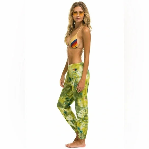 Hand Dyed Women's Sweatpants-Tie Dye Green