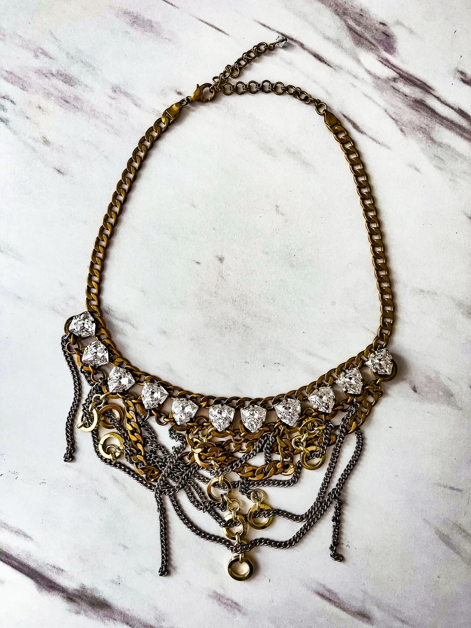 NEB10MXCRY Mix Metal Statement Necklace Crystal - Bella's House Tulsa