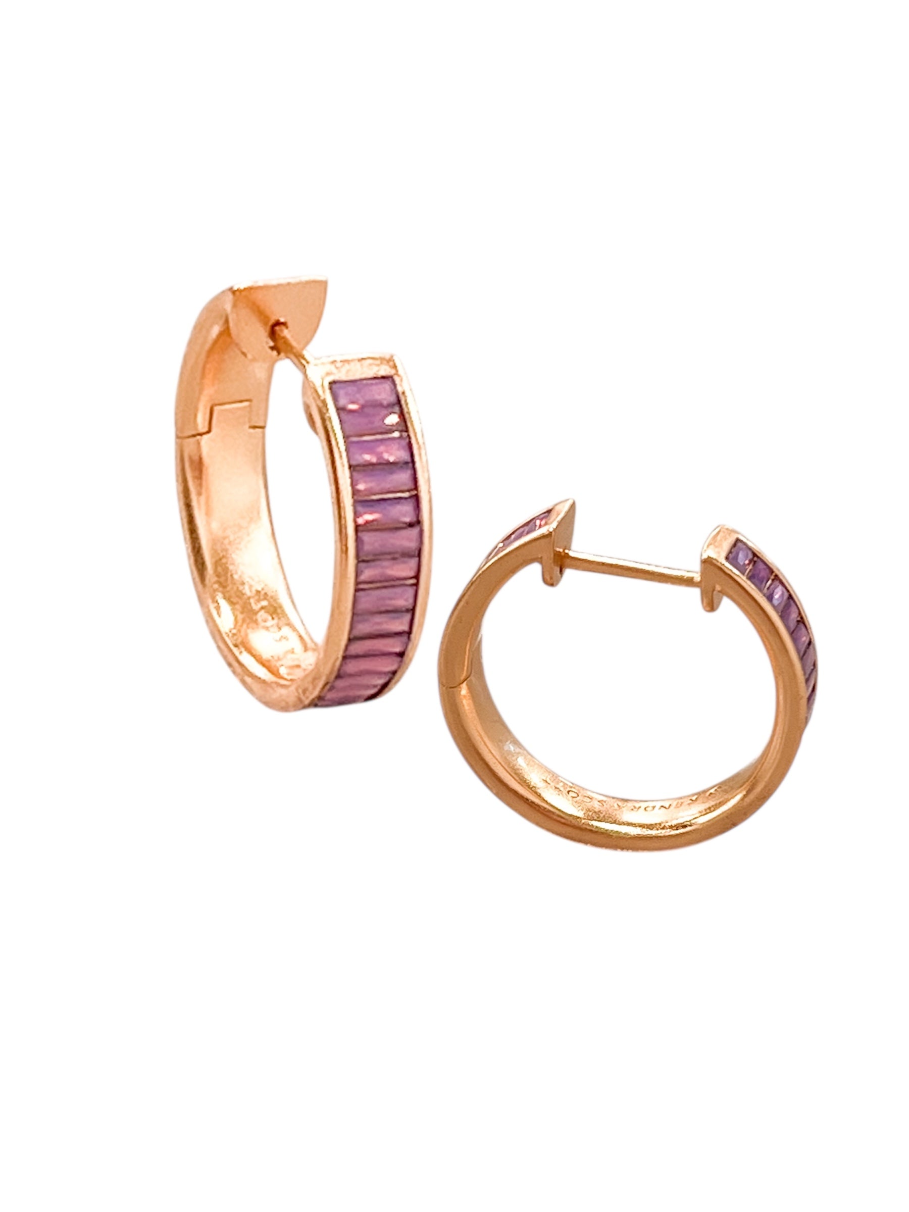 Jack Hoop Earrings in Rose Gold Lavender Crystal