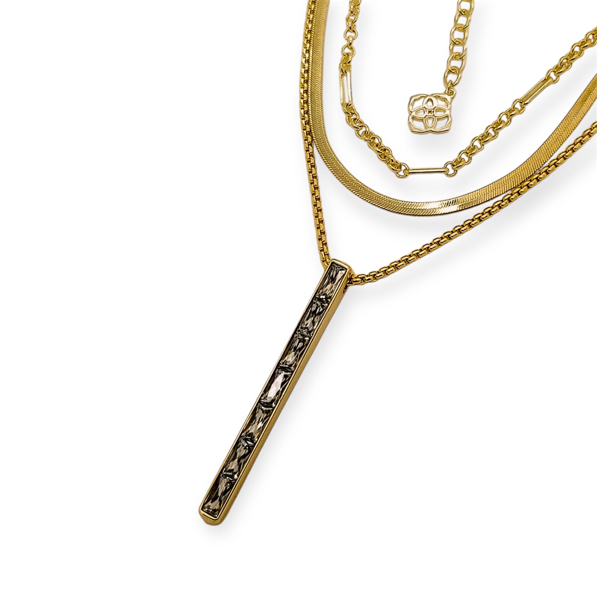 Jack Multi Strand Necklace in Vintage Gold Gray Crystal