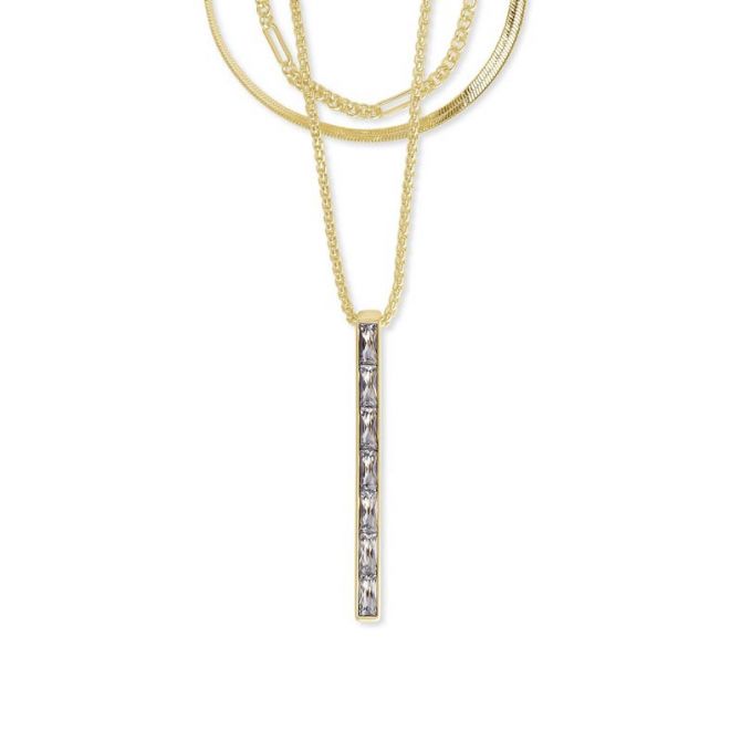 Jack Multi Strand Necklace in Gold White Crystal