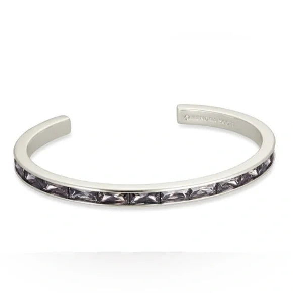 Jack Silver Cuff Bracelet in Charcoal Gray Crystal