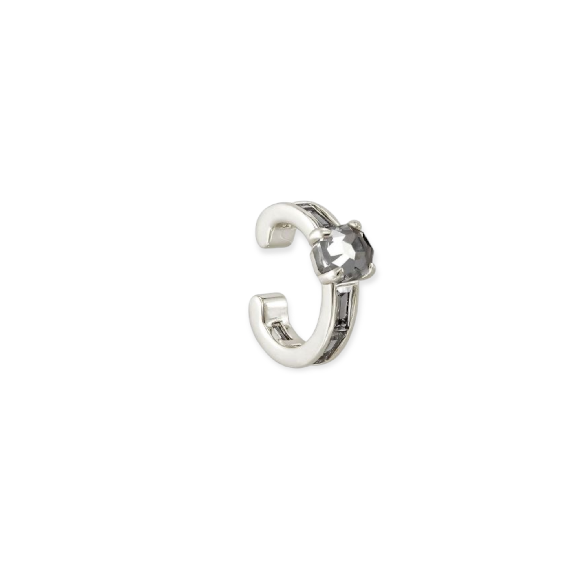 Jack Silver Ear Cuff in Charcoal Gray Crystal