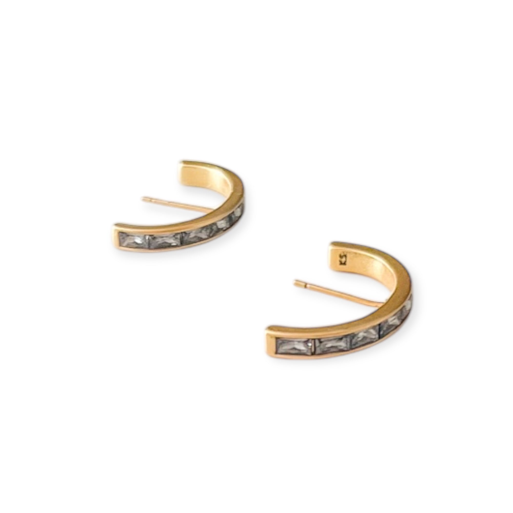 Jack Vintage Gold Statement Stud in Charcoal Gray Crystal 