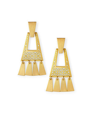 Kase Fringe Small Statement Earring in Vintage Gold