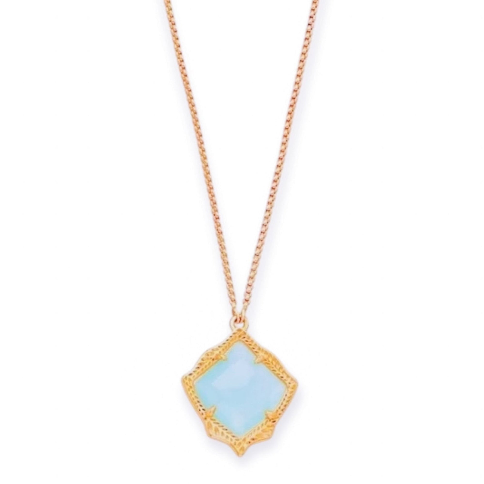 Kasey Rose Gold Long Pendant Necklace in Chalcedony