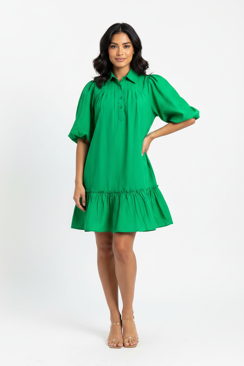 Sincerely Ours Kelly Green Poplin Dress