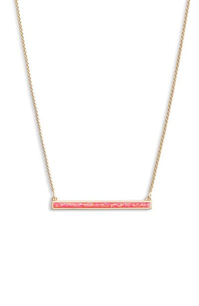 Kelsey Bar Pendant Necklace in Hot Pink Opal