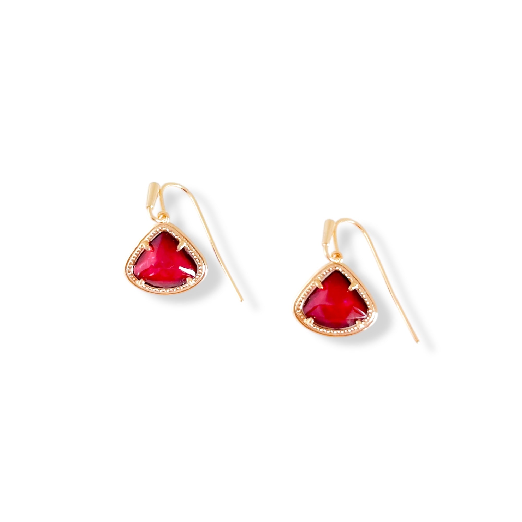 Kendall Gold Drop Earrings in Cranberry Illusion