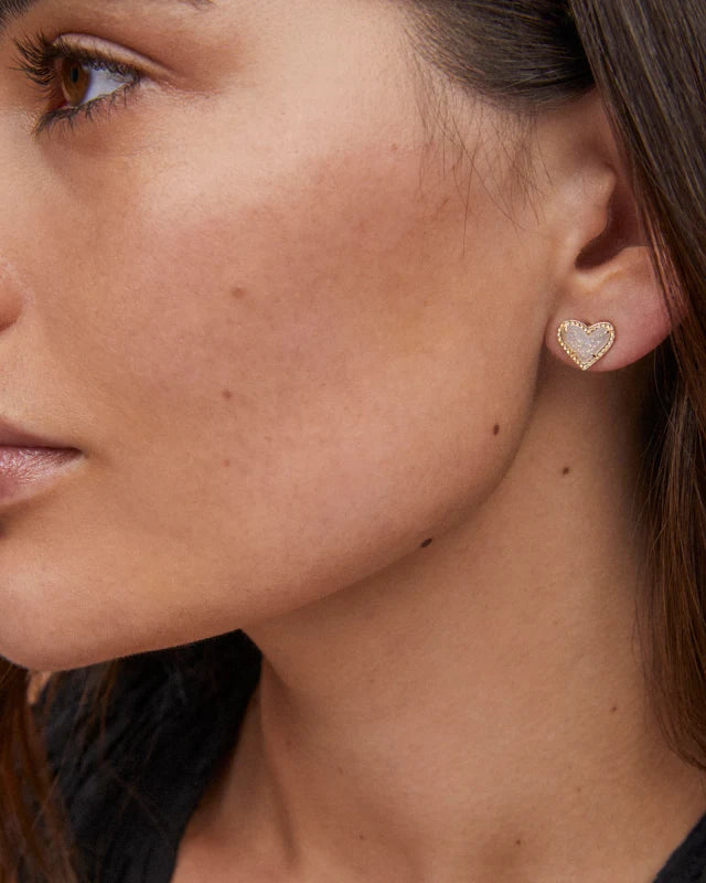 Ari Heart Gold Iridescent Stud Earrings