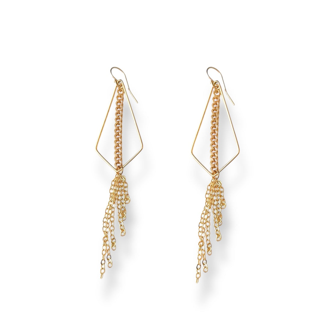 Kesley Gold Tassel Drop Earrings