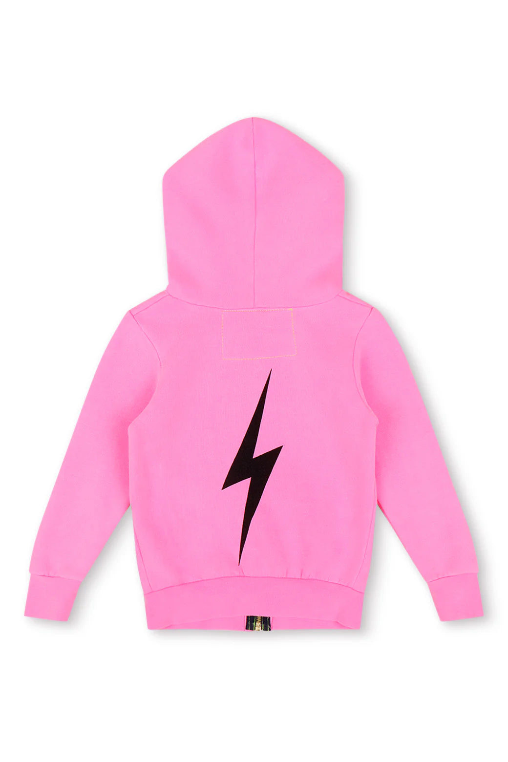 Kids Bolt Print Zip Hoodie- Neon Pink