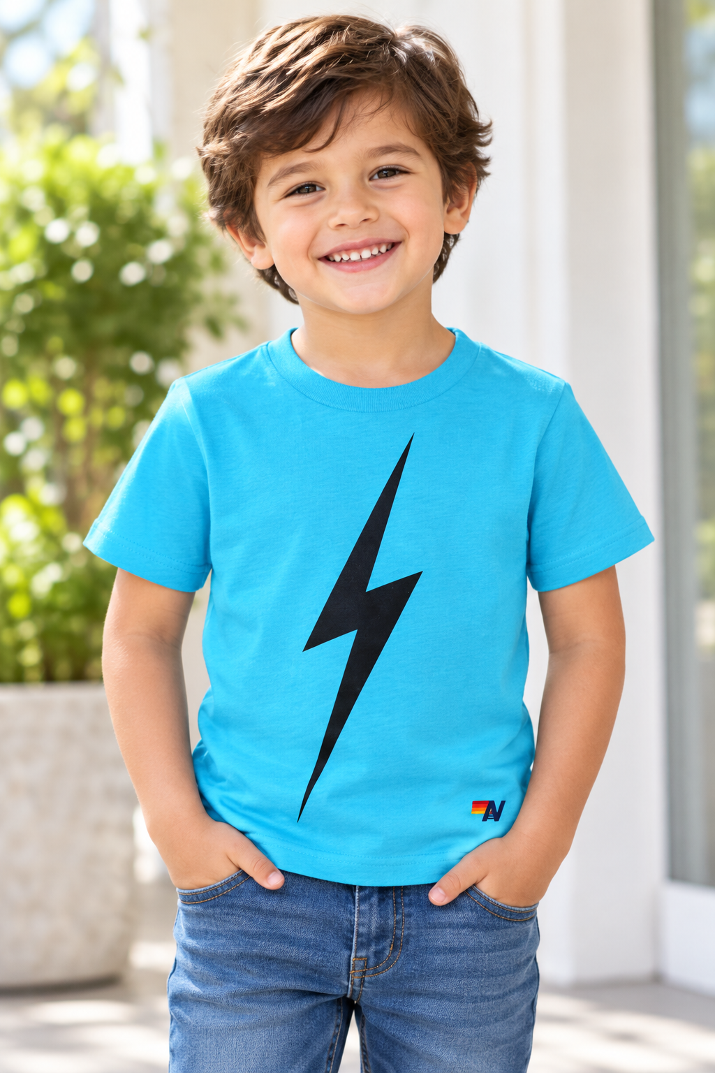 Kids Bolt Tee - Neon Blue