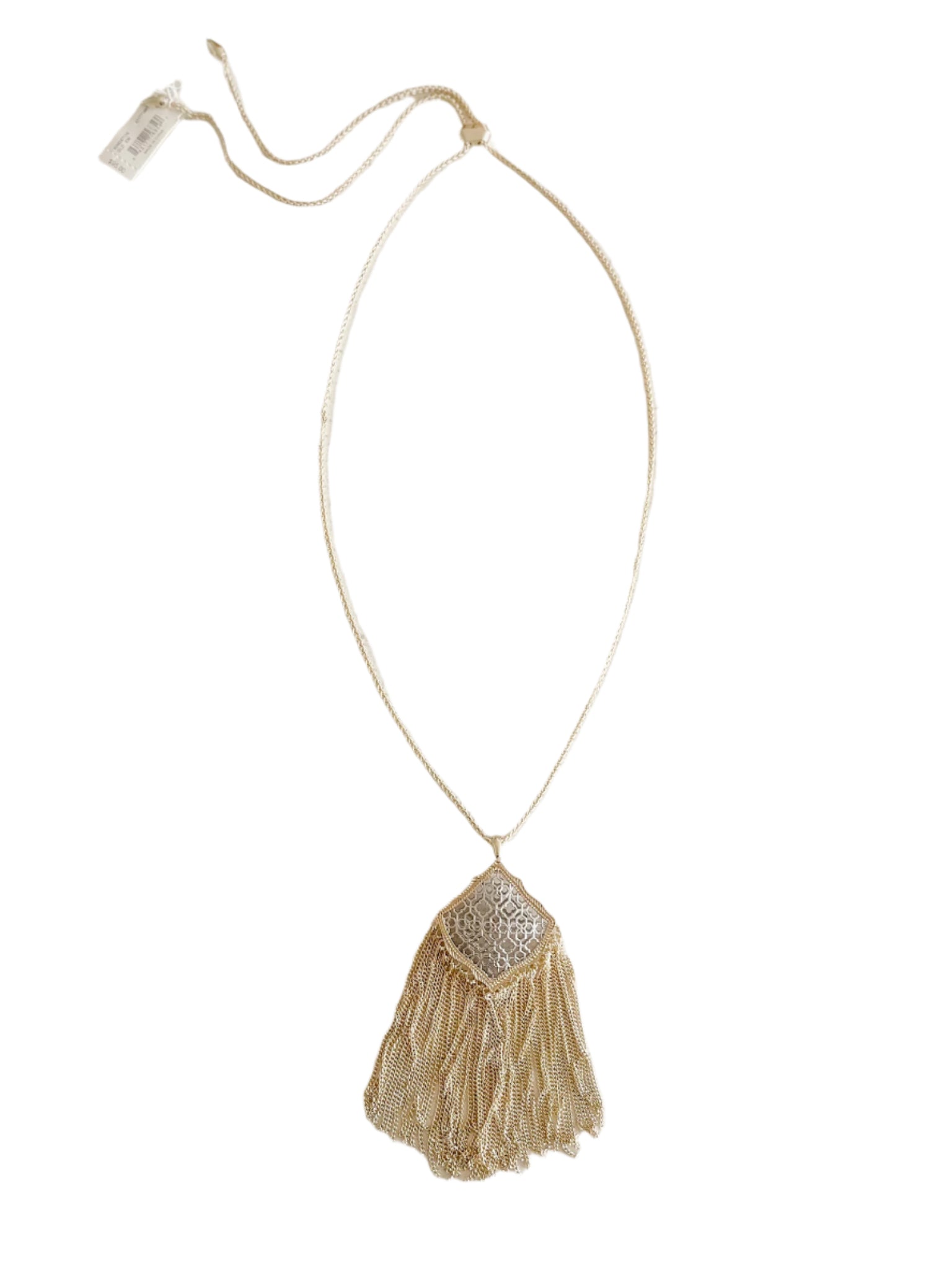 Kingston Gold Long Pendant Necklace in Silver Filigree Mix