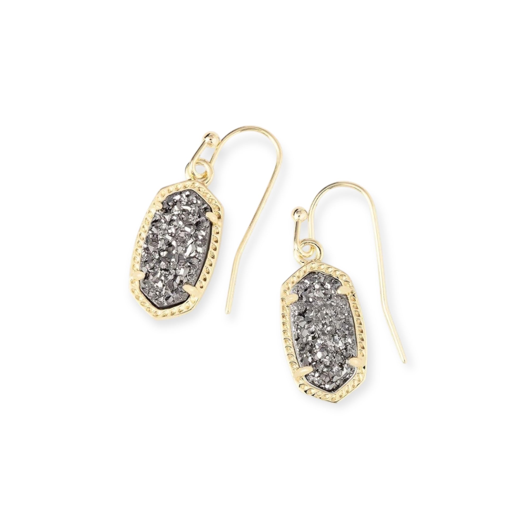 Lee Gold Earrings in Platinum Drusy