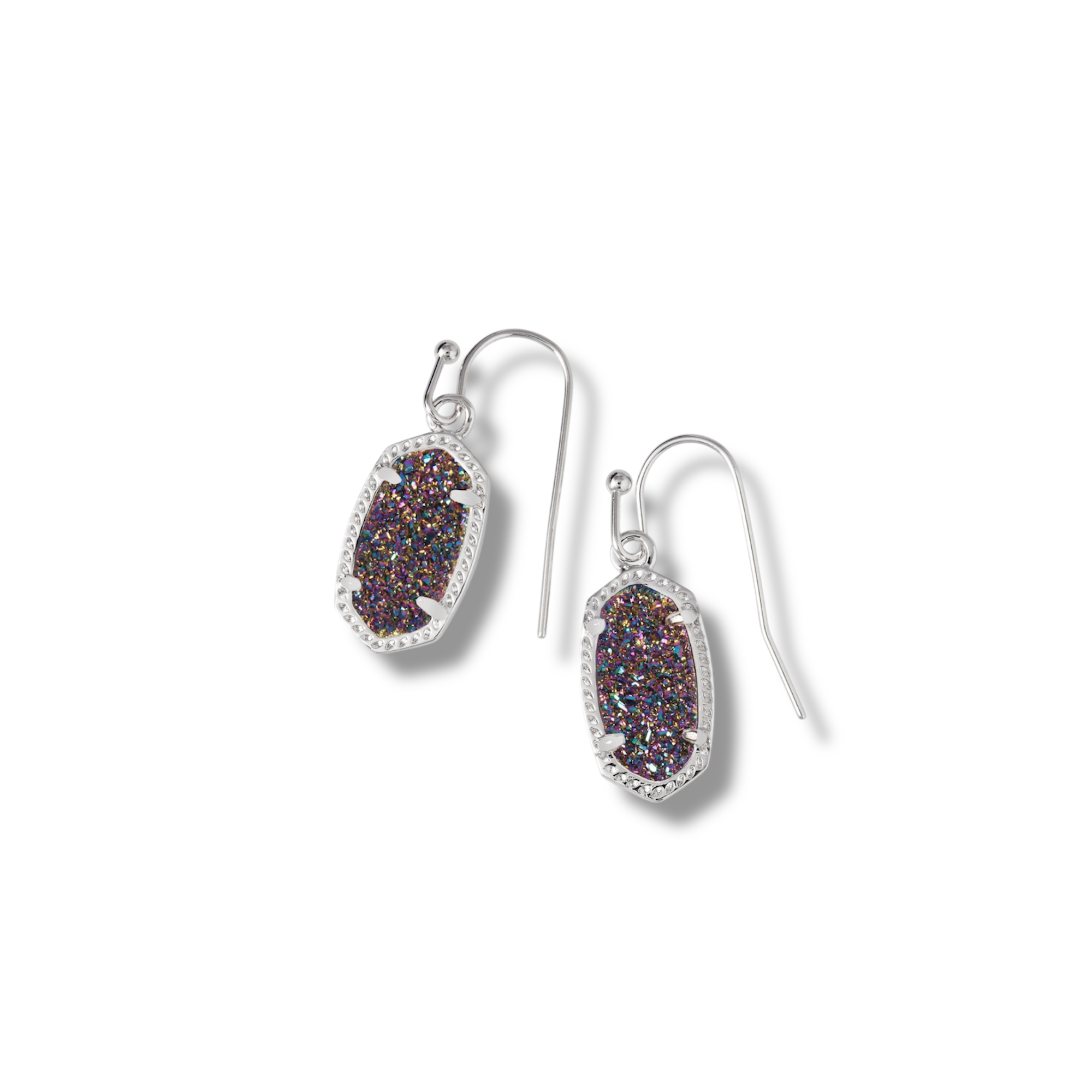 Lee Silver Earrings in Multi Iridescent Drusy