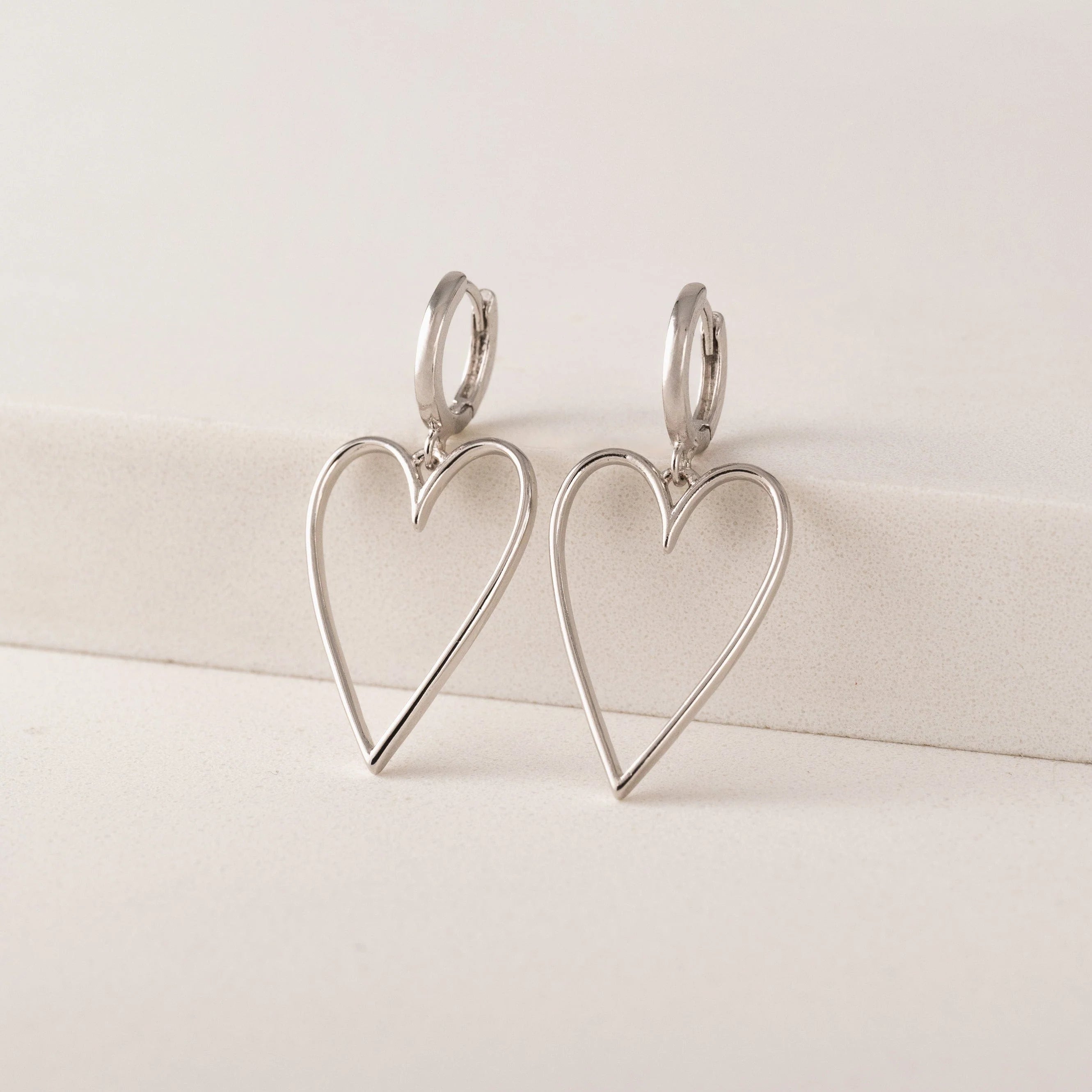 Lovestruck Heart Hoop Earrings Silver
