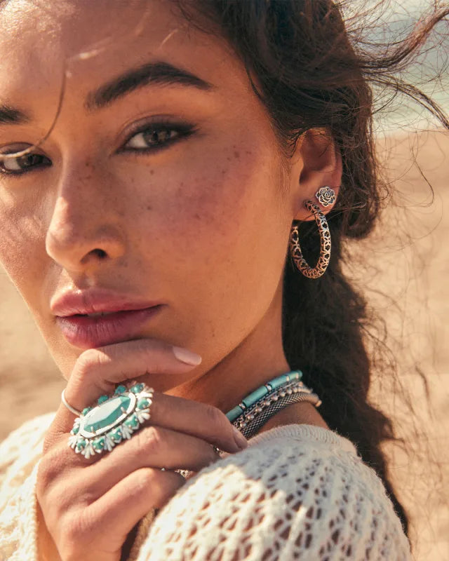 Maggie Small Hoop Earring in Silver Filigree