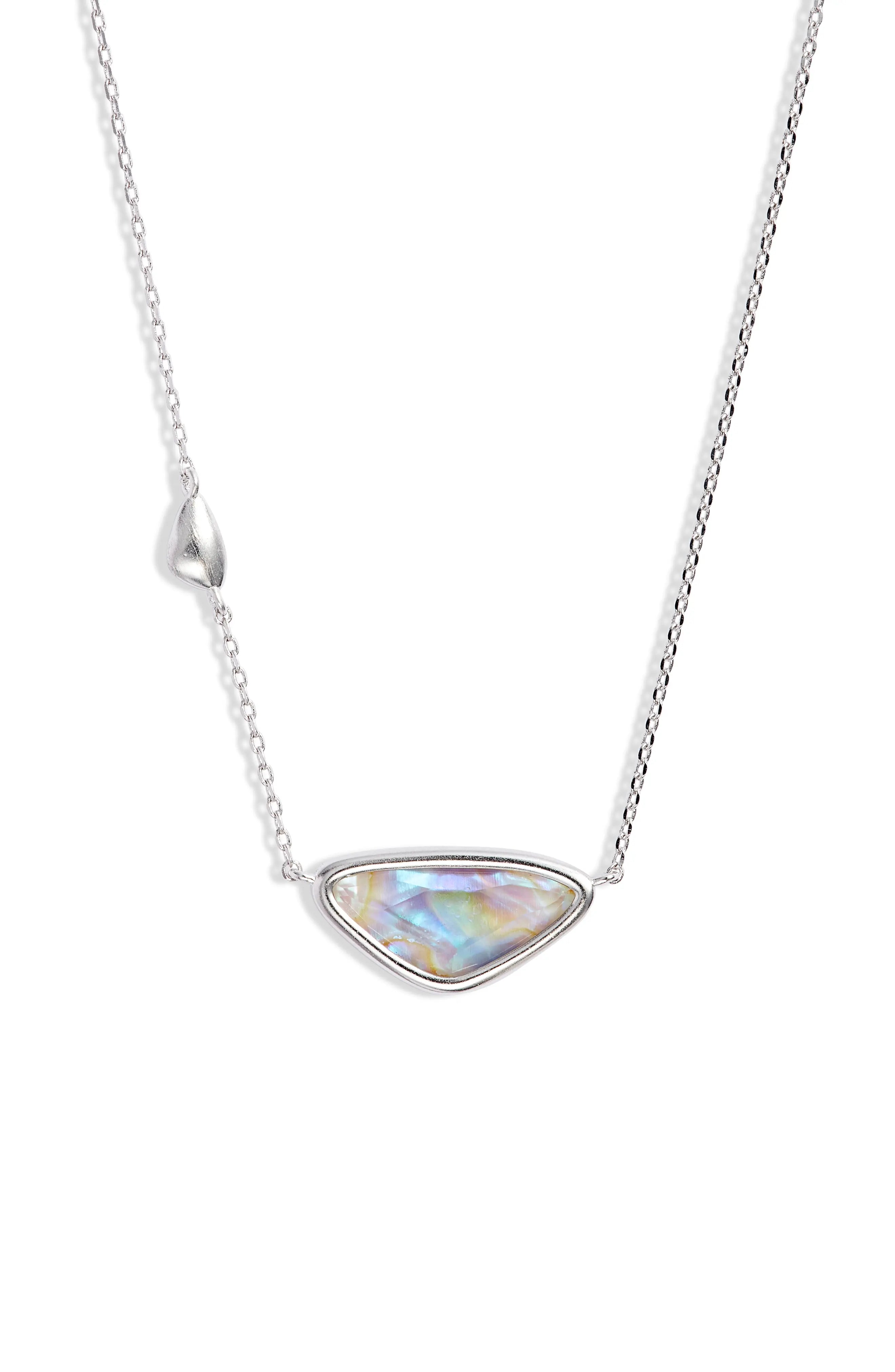 Margot Pendant Necklace in Silver Iridecent Abalone