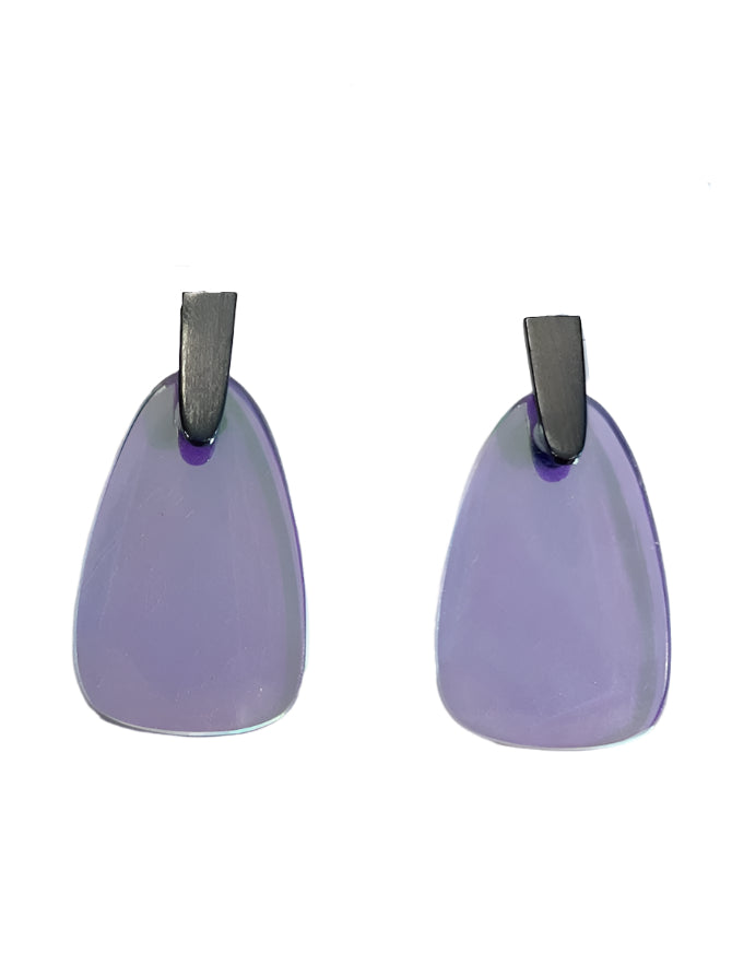 Marty Drop Earrings in Gunmetal Indigo Dichroic Glass