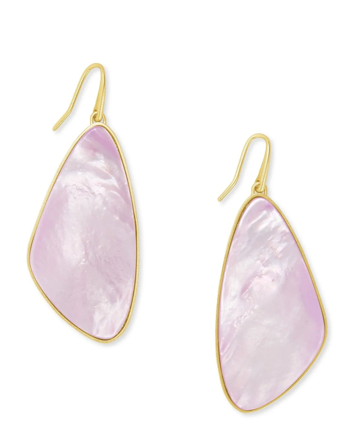 Mckenna Large Drop Earring in Gold Matte Lilac Mother of Pearl