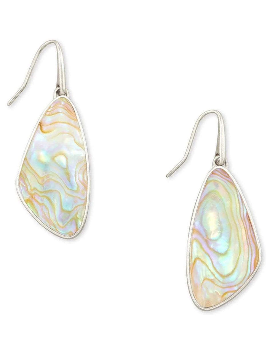 Mckenna Large Drop Earring in Silver Matte Iridescent Abalone
