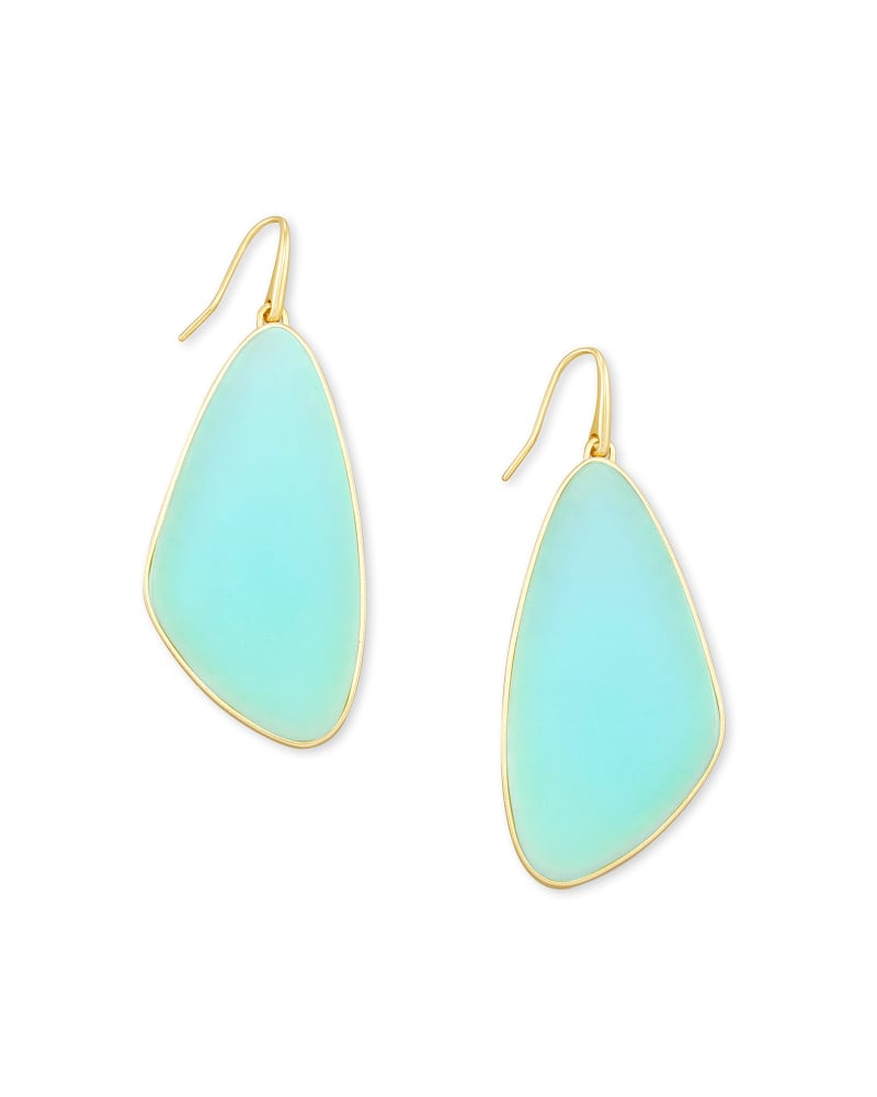 Mckenna Small Drop Earring in Gold Matte Iridescent Mint