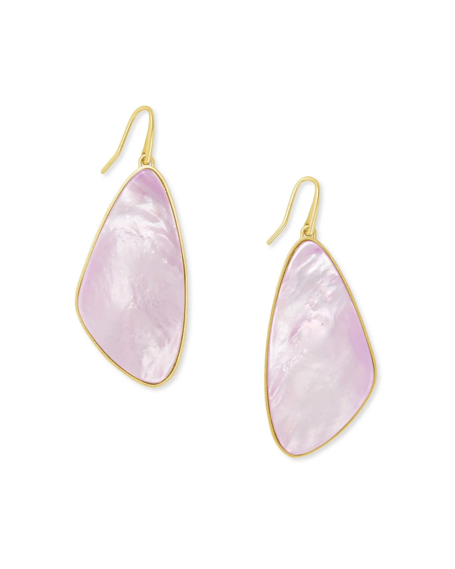 Mckenna Small Drop Earring in Gold Matte Lilac Mother of Pearl