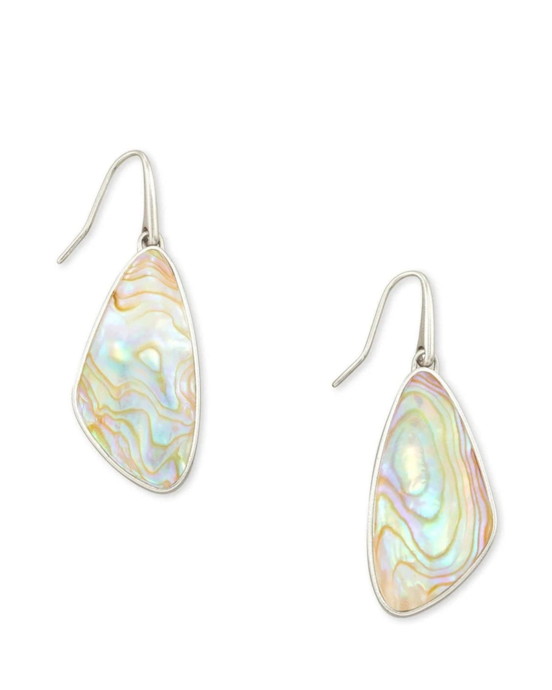 Mckenna Small Drop Earring in Silver Matte Iridescent Abalone