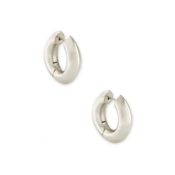 Mikki Small Hoop Earrings in Rhodium Metal