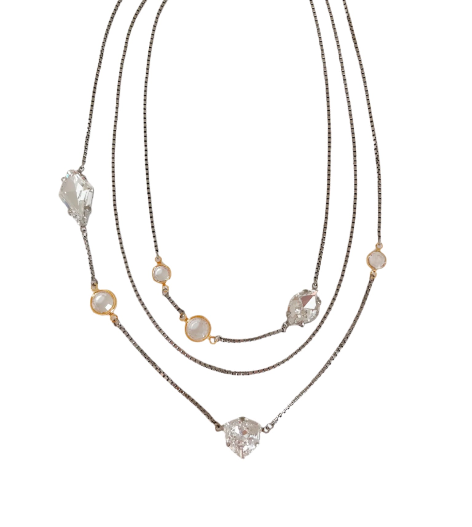 Mix Metal Multi Strand Choker Crystals sorrelli