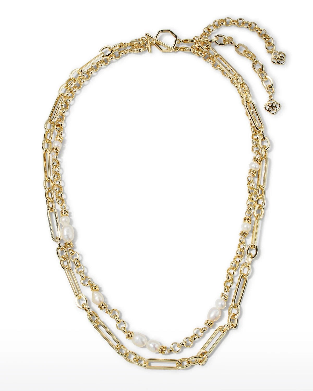 Mollie Gold Multi Strand Necklace in White Pearl