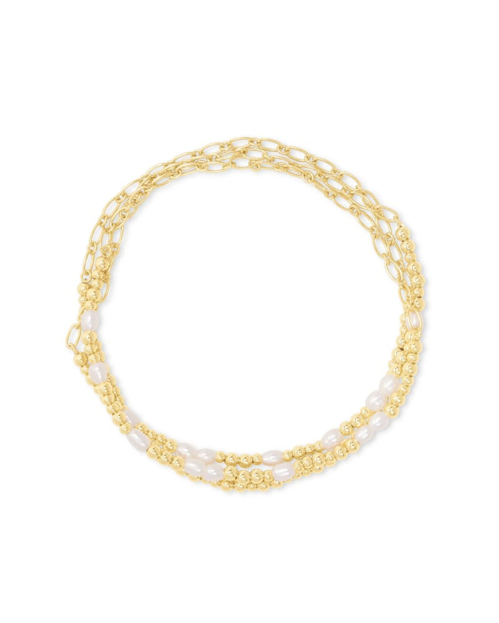Mollie Stretch Bracelet Set of 3 White and Gold