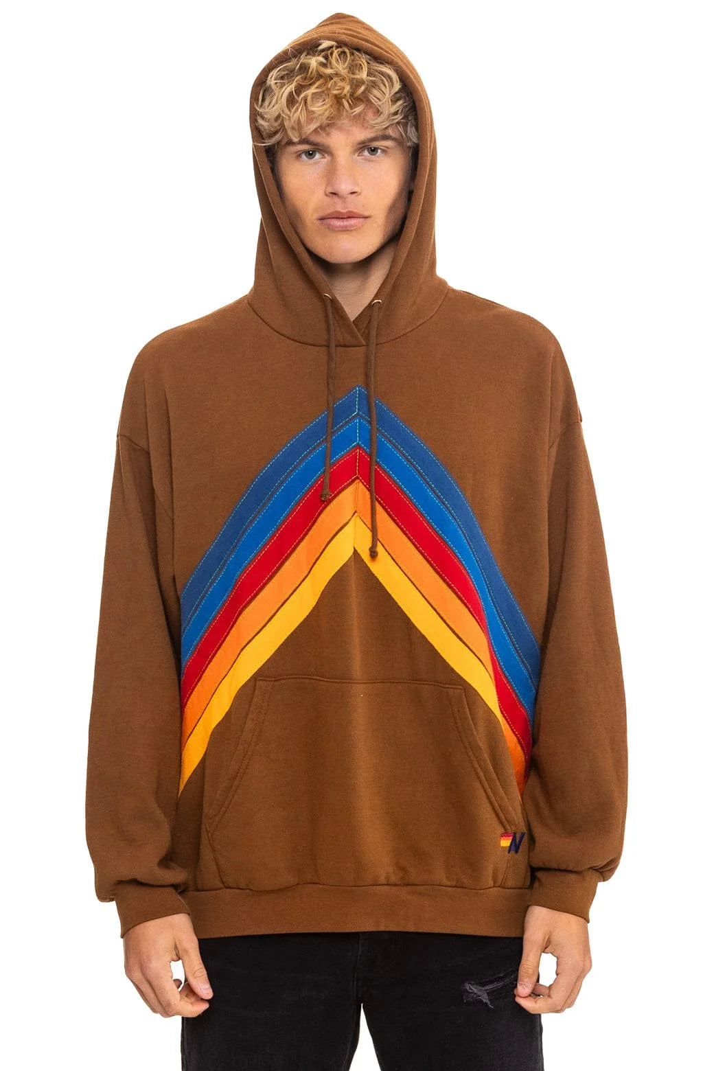 Mountain Stitch Chevron Pullover Hoodie- Cinnamon